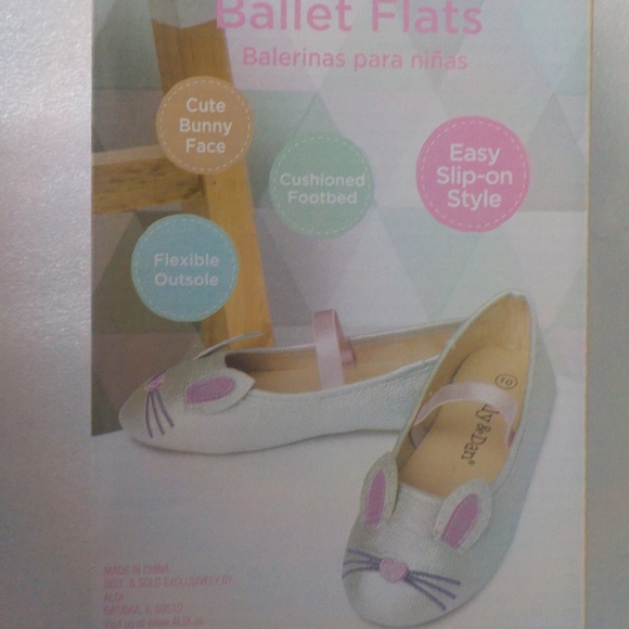 Girl's Silver/Pink Bunny Face Ballet Shoes NWT - Picture 2 of 8